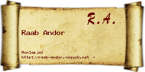 Raab Andor névjegykártya